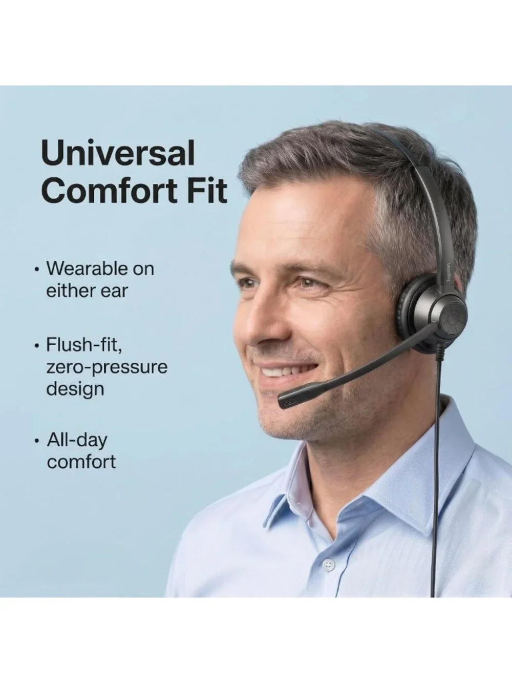 Single Ear Noise Cancelling Desk Phone Headset - Compatible with IP Phones